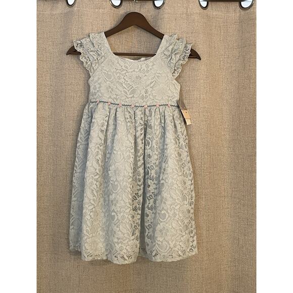 Pippa & Julie Dress Size 6X Light Blue Ivory Lace Tulle Lined Holiday Fancy NEW - Picture 1 of 9